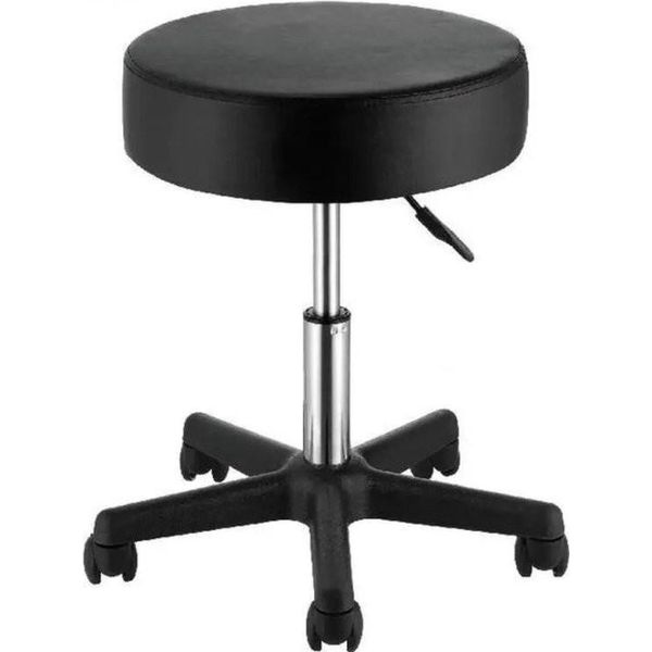 Sgabello Da Lavoro Rotondo - Regolabile In Altezza - Ergonomico - Nero - Capacità Di Carico: 181 Kg-image