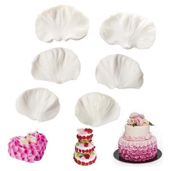 Set Di 6 Pezzi Di Fiori In Silicone - Rosa - Petali - Peonia - Per La Decorazione Di Torte, Stampo Per Cioccolato (Bianco)-image