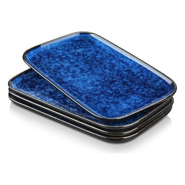Piatti Da Portata Per 4 Persone, Stoviglie In Gres - Lavabili In Lavastoviglie E Microonde - Blu-Verde - Set Di Piatti Stern Vancasso Per 6 Persone-image