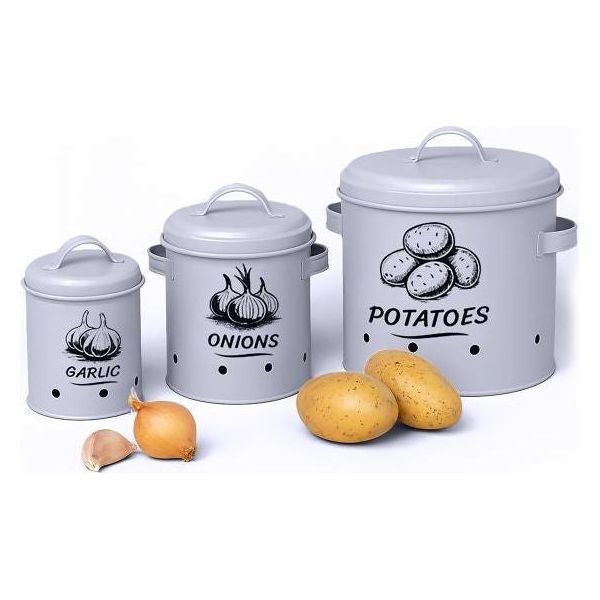 Scatole Per Conservare Patate, Cipolle E Aglio - Set Da 3-image