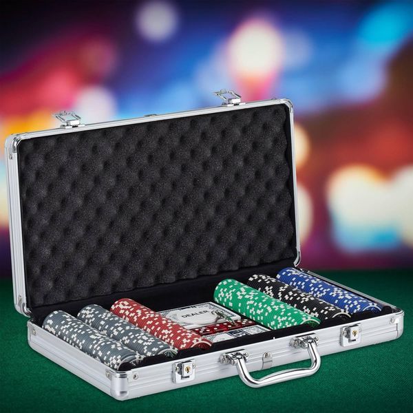 Set Da Poker Con 300 Fiches E Carte Con Anima In Metallo-image