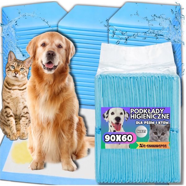 Ale-Commerce | Tappetini Igienici Per Cani - 60X90 Cm - Blu - Super Assorbenti - 5 Strati - 50 Pezzi-image