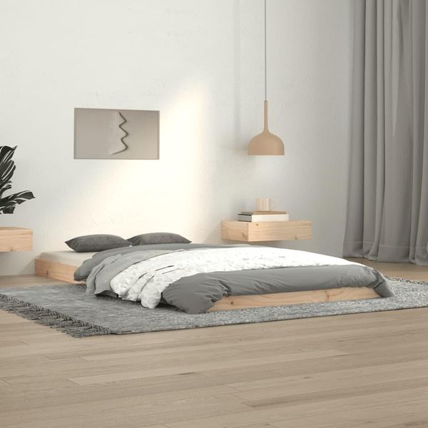 The Living Store Letto In Legno Massiccio 100X200 Cm Pino-image