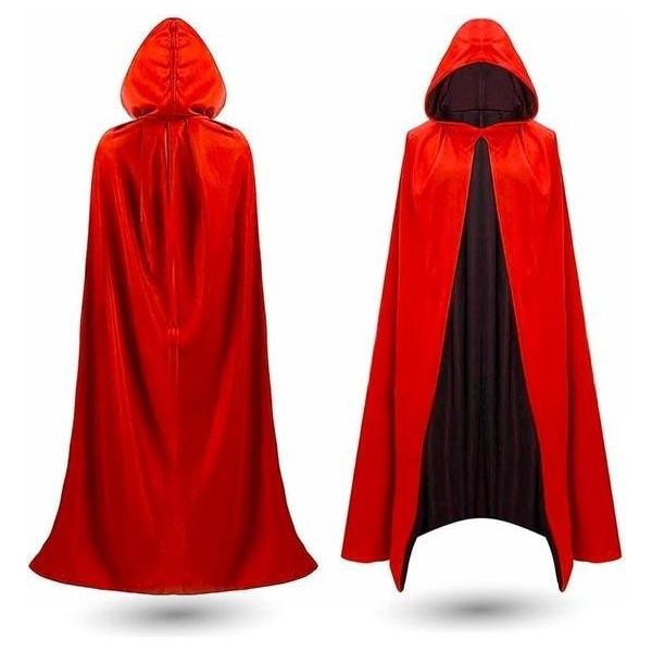 Mantello Per Il Costume Da Vampiro Di Halloween - Rosso E Nero - Mantello Con Cappuccio Per Bambini E Adulti - Uomini E Donne-image