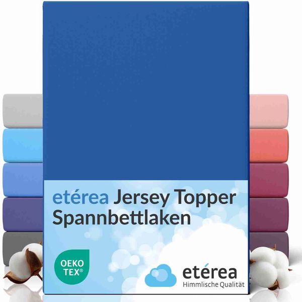 EtéRea Comfort Jersey Topper Lenzuolo Teso Blu 180X200 - 200X200 Cm-image