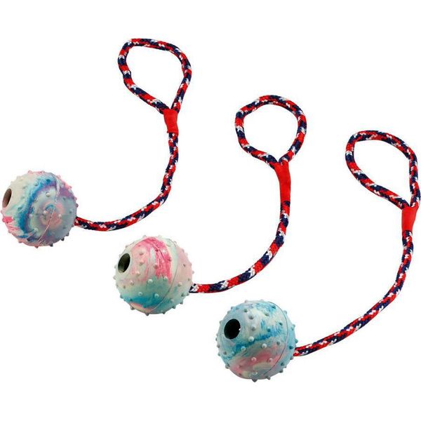 Palla Giocattolo Per Cani Di 30 Cm Con Corda Di Lancio E Campanello In Gomma Naturale-image