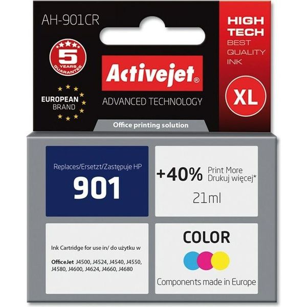 Activejet AH-901CR Ink (Replacement For Hp 901 CC656AE; Premium; 21 Ml; Colour)-image
