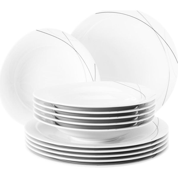 Servizio Da Tavola - Porcellana - Per 6 Persone - Bianco-image