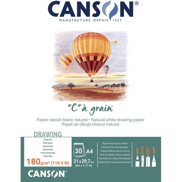 Canson C400060577 Blocco Carta Da Disegno Canson "C"" à Grain, Din A4, 180 G/M²"-image