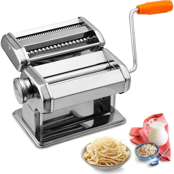Wolketon Macchina Per La Pasta In Acciaio Inox, 7 Spessori Regolabili, Macchina Per La Pasta Con 2 Taglierine Per Spaghetti Lasagne Noodles-image