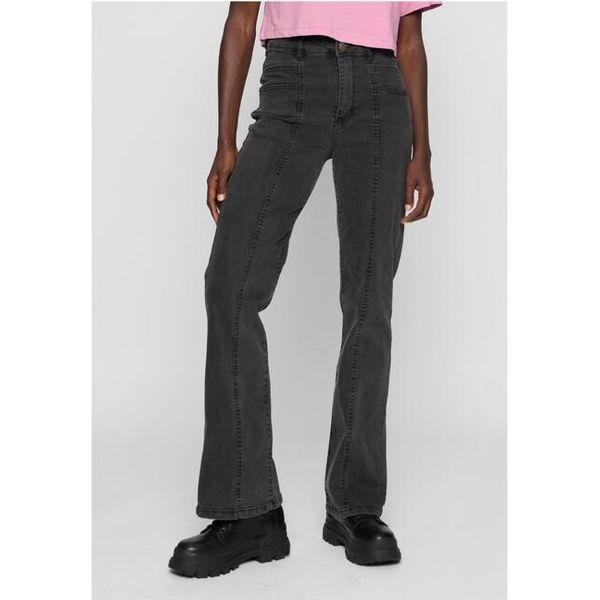 DáMské Kalhoty Urban Classics Donna Pantaloni Denim A Vita Alta E Dritti Con Spacco, Lavati In Nero - 28-image
