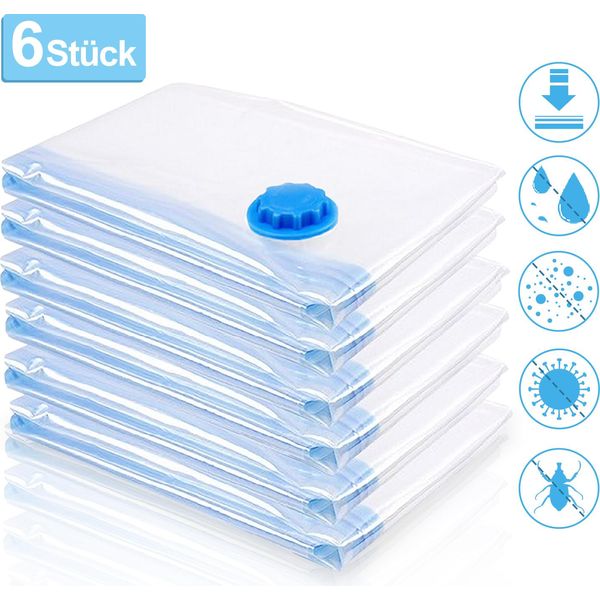 Clanmacy Sacchetti Per Il Sottovuoto, 6 Pezzi 60X80 Cm Sacchetti Per La Conservazione Premium A Risparmio Di Spazio 90%, Sacchetti Per Il Sottovuoto, Sacchetti Per Il Sottovuoto Per Vestiti E Piumoni-image