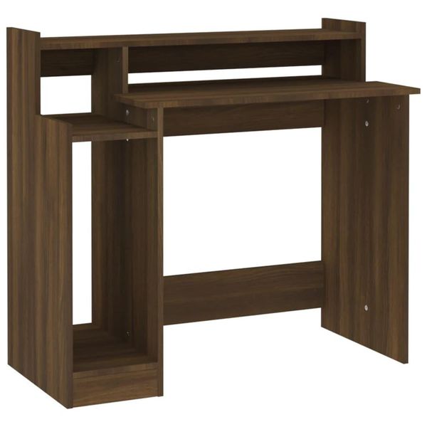Scrivania Con Led Aspetto Rovere Marrone 97X45X90 Materiale A Base Di Legno-image