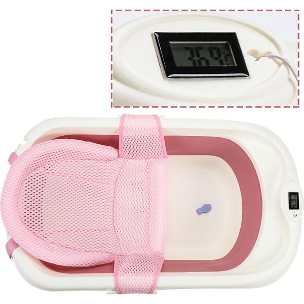 Fiqops Vasca Da Bagno Per Bambini Vasca Da Bagno Da Viaggio Ergonomica Pieghevole Con Termometro-image