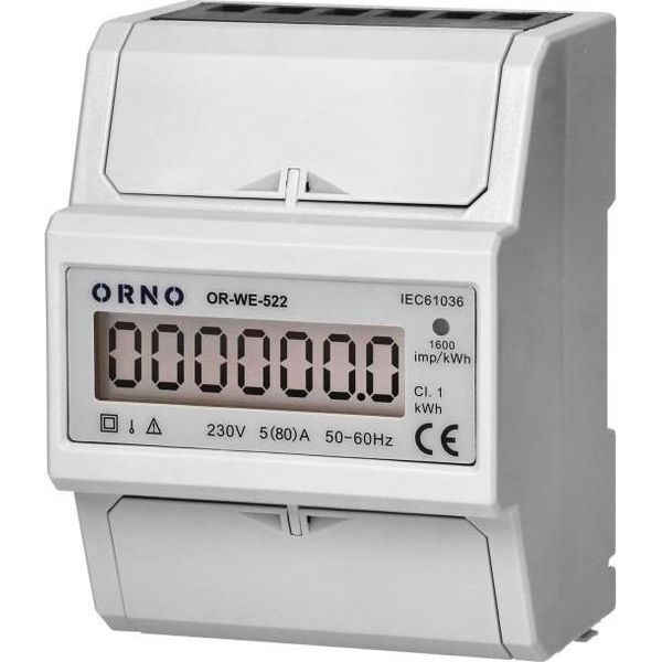 Orno OR-WE-522 Contatore Monofase, 80A, 230V, Frequenza Impulsi 1600-image