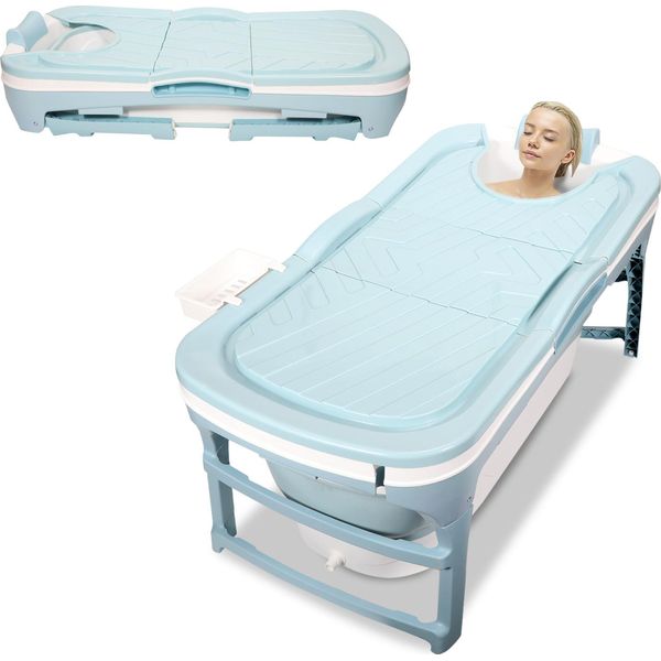 Jiubiaz 118Cm Vasche Da Bagno Pieghevoli Vasche Da Bagno Mobili Per Adulti Vasche Da Bagno Per Bambini Vasca Da Bagno Pieghevole Autoportante Vasca Da Doccia Portatile Vasca Da Bagno-image