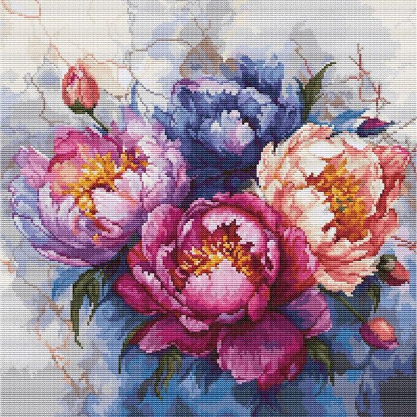 Luca-S Kit Per Ricamo A Punto Croce "Il Re Dei Fiori"", Schema Contato, 32X32Cm"-image