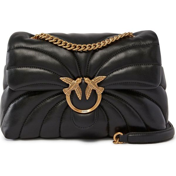 Pinko Pelle Borsa A Tracolla Borsa A Tracolla Love Puff Classic Cl Sheep Nappa Quilt Black - Antique Gold Nero-image