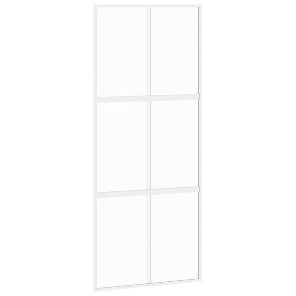 Vidaxl Porta Scorrevole Bianca 90X205 Cm In Vetro Temperato E Alluminio-image
