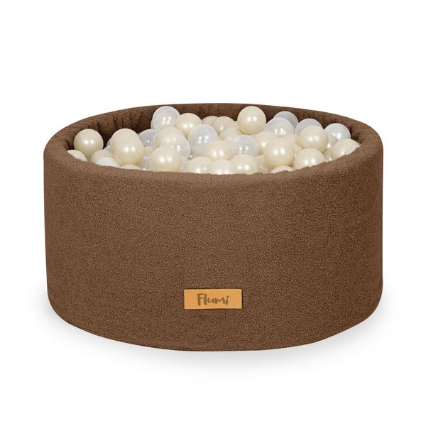Flumi Piscina Di Palline Per Bambini - Piscina Di Palline Per Bambini 90X40Cm Con 200 Palline Da Piscina ∅ 7Cm Eu - Marrone Con Palle Pera-Oro Chiaro-image