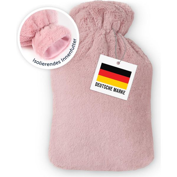 Blumtal Bottiglia Dell'acqua Calda Premium Con Copertura In Pelliccia Sintetica - Bottiglia Dell'acqua Calda Con Morbida Copertura In Pelliccia Per Alleviare Il Dolore, Bottiglia Da Letto A Prova Di Perdite In Gomma Naturale Per Bambini E Adulti, Rosa-image