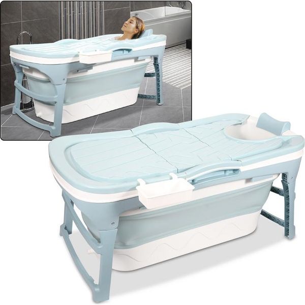 Tolletour Vasca Da Bagno Per Adulti-Pieghevole Vasca Da Bagno Salvaspazio-Mobile Con Cesto Per Il Sapone-Per Il Bagno Spa 118X60X50Cm-image
