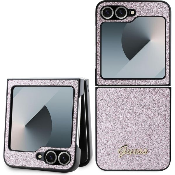 Guess GUHCZF6HGGSHP Z Flip6 F741 Rosa 4G Glitter Script Cover Protettiva-image