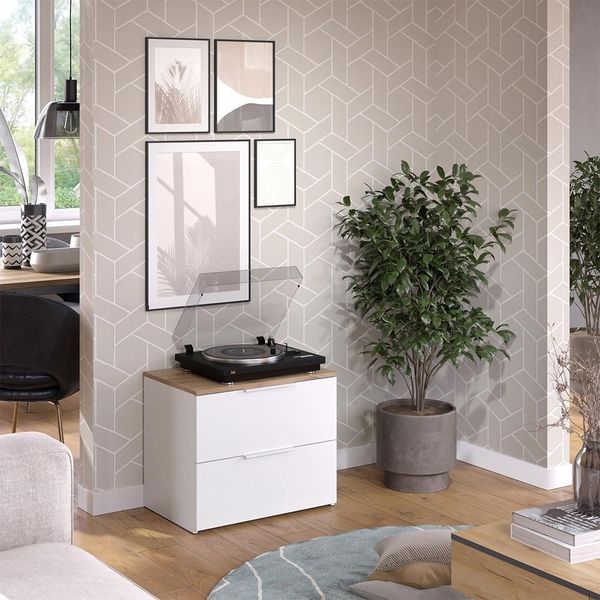 Vicco Cassettiera Wido, 60 X 50 Cm Con Porta, Bianco/Sonoma/Sonoma-image