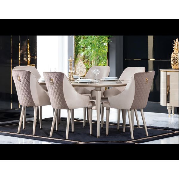 Cucina Sala Da Pranzo Sedie 6X Gruppo Sedie Set Tessuto Legno Mobili-image