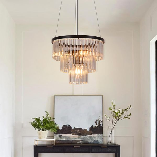 Zmh Lampada A Sospensione Per Tavolo Da Pranzo Lampada Per Sala Da Pranzo Appesa E27 Lampada A Sospensione Soggiorno Camera Da Letto Tavolo Da Pranzo Lampada Nera Moderna Lampada A Sospensione Design Lampada A Sospensione In Cristallo Per Sala Da Pranzo Cucina (Senza Lampadina)-image