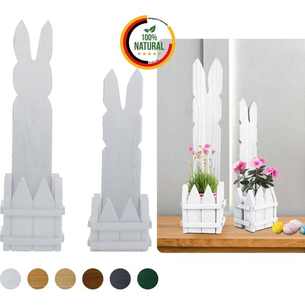 Floranica Set 2 Conigli In Legno Bianco 40 E 50 Cm Decorazione Di Pasqua Ornamento Primaverile-image