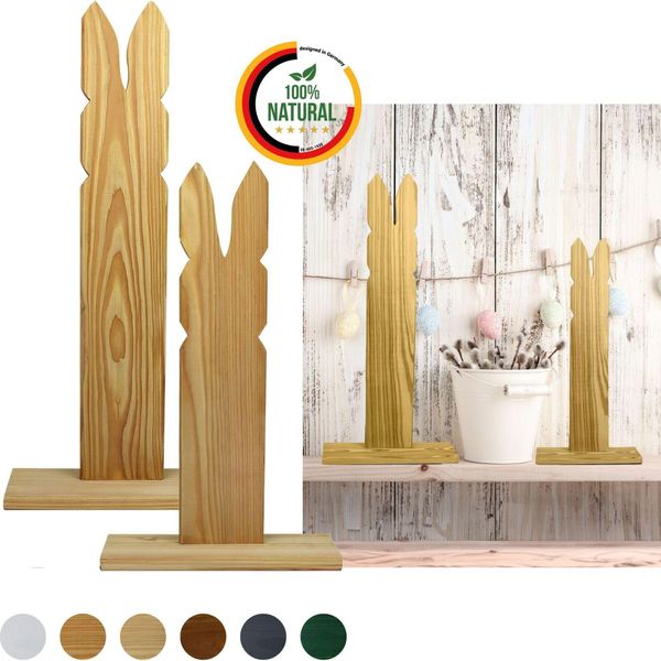 Floranica Set 2 Conigli In Legno Naturale 40 E 50 Cm Decorazione Di Pasqua Ornamento Primaverile Diy-image