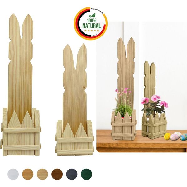 Floranica Set 2 Conigli In Legno Non Trattato 40 E 50 Cm Decorazione Di Pasqua Ornamento Primaverile-image