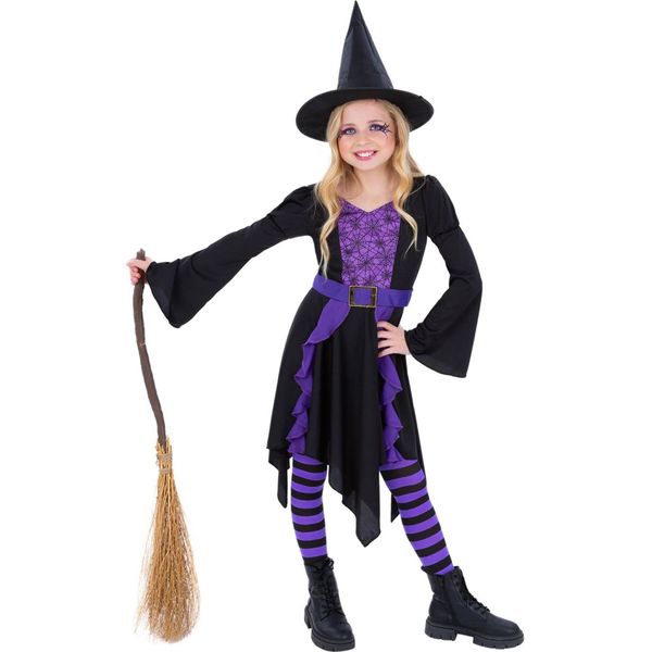 Smiffys - Costume Da Strega "Practical Spell"" - Ragazze SM2370 (110-116) (Nero/Viola)"-image