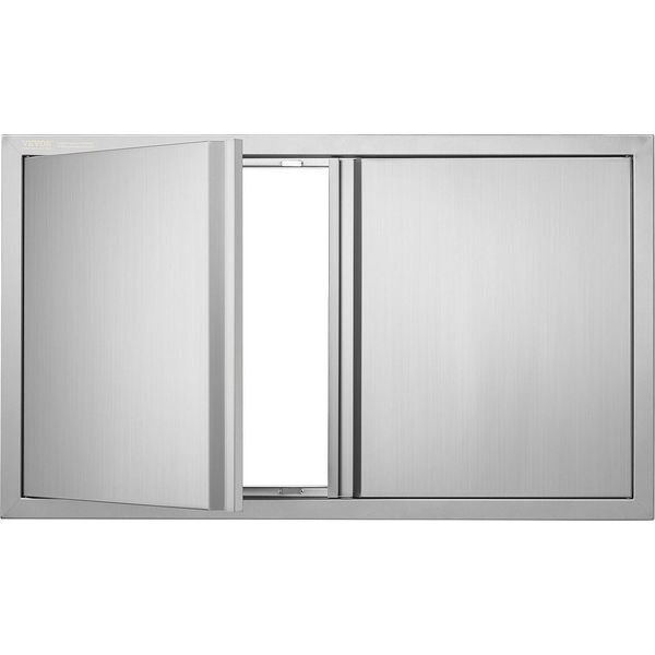 Porta Di Accesso Al Barbecue, 914 X 534 Mm, Doppia Porta Per Cucina Esterna, Porta In Acciaio Inox A Incasso, Porta Verticale A Parete Con Maniglie A Scomparsa, Per Isola Barbecue, Stazione Barbecue, Mobile Esterno-image