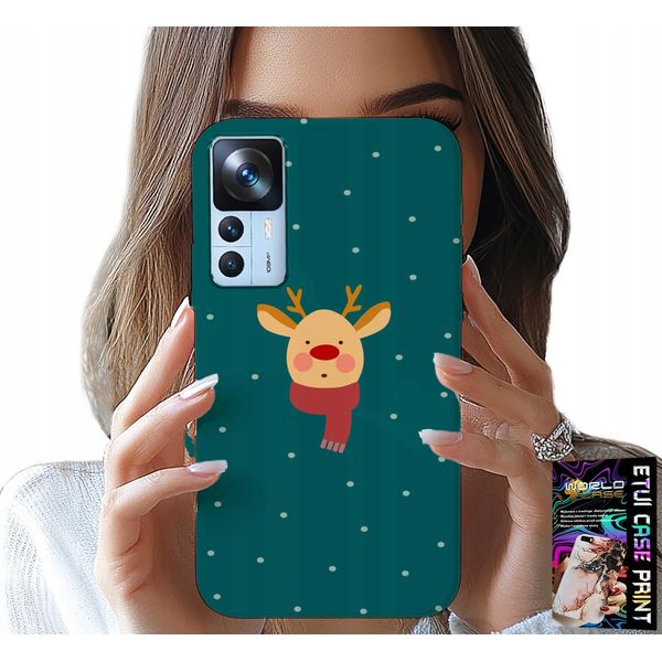 Custodia Per Xiaomi 12T / 12T Pro - Renna Su Sfondo Verde Motivi Festivi-image