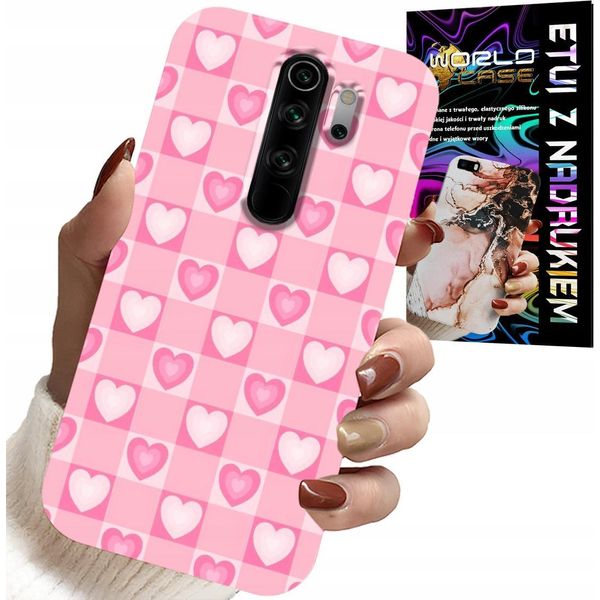 Pouzdro Pro Xiaomi Note 8 Pro - Cuori Check Rosa Custodia + Vetro-image