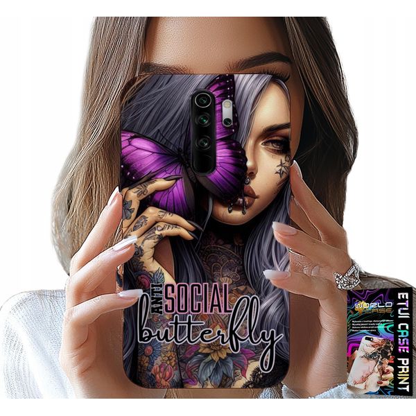 Pouzdro Pro Xiaomi Nota 8 Pro - Anti Social Butterfly Farfalla Rosa + Sklo-image