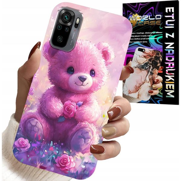 Custodia Per Xiaomi Note 10 / 10S - Simpatico Orsetto Su Sfondo Rosa, Custodia + Vetro-image