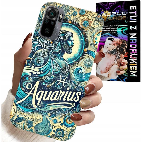 Custodia Per Xiaomi Note 10 / 10S - Segno Zodiacale, Acquario, Lato Posteriore Astronomico-image
