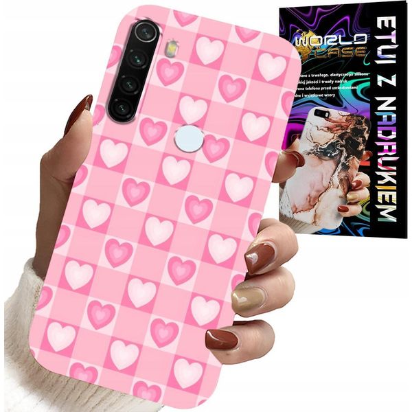 Pouzdro Pro Xiaomi Nota 8T - Cuori Griglia Rosa Custodia + Vetro-image