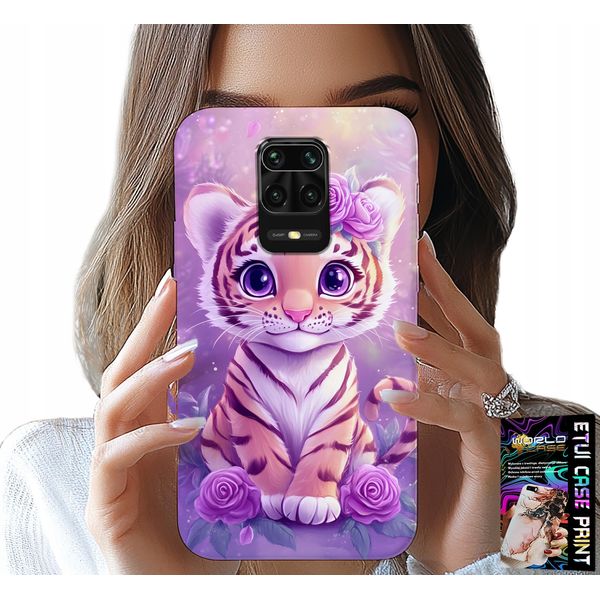 Custodia Per Xiaomi Note 9 Pro / 9S - Simpatica Tigre Su Sfondo Rosa + Vetro-image