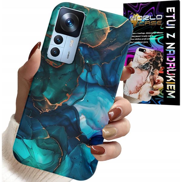 Custodia Per Xiaomi 12T / 12T Pro - Design Posteriore In Marmo Verde Acqua-image