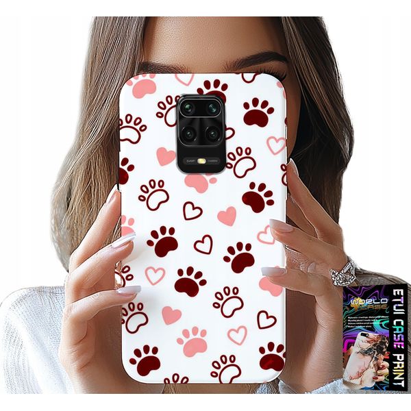 Custodia Per Xiaomi Note 9 Pro / 9S - Zampe Di Cane Su Sfondo Bianco, Cane, Gatto, Orsacchiotto-image