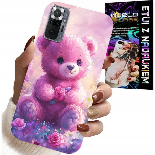 Custodia Per Xiaomi Note 10 Pro - Simpatico Orsetto Su Sfondo Rosa, Custodia + Vetro-image