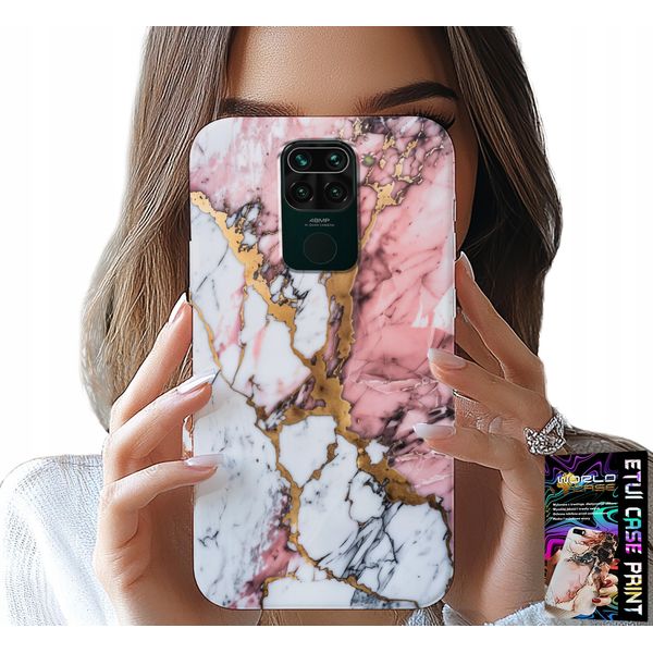 Custodia Per Xiaomi Note 9 - Marmo Rosa E Bianco, Motivi In Pietra-image