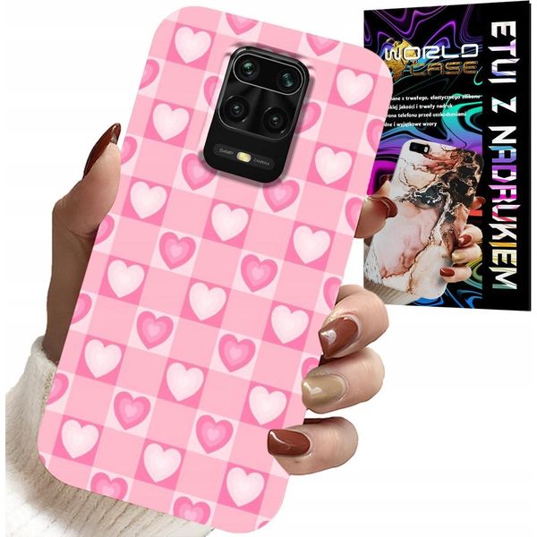 Pouzdro Pro Xiaomi Note 9 Pro / 9S - Cuori Check Rosa Custodia + Vetro-image