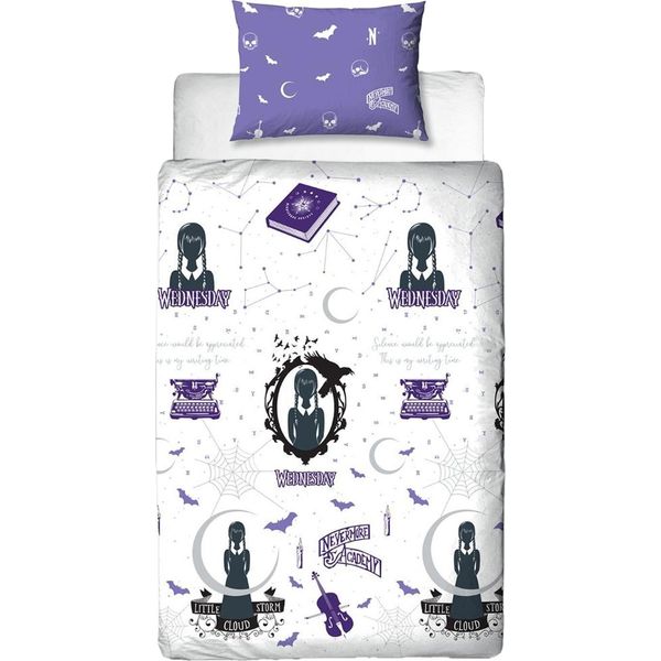 Wednesday - Set Di Biancheria Per Letto Singolo "Destined"" AG3970 (Letto Singolo) (Viola/Bianco/Nero)"-image