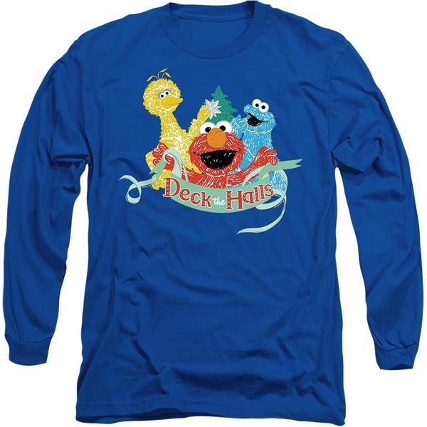 Sesame Street - Maglietta "Deck The Halls"" Per Uomo/Donna Unisex, Design Natalizio TV26625 (Xl) (Blu Reale)"-image