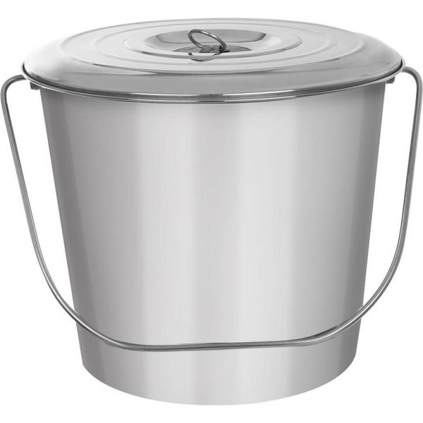 Orion | Secchio Per Alimenti - Argento - 12 Litri - 27 X 30 Cm - Acciaio Inox - Con Coperchio-image